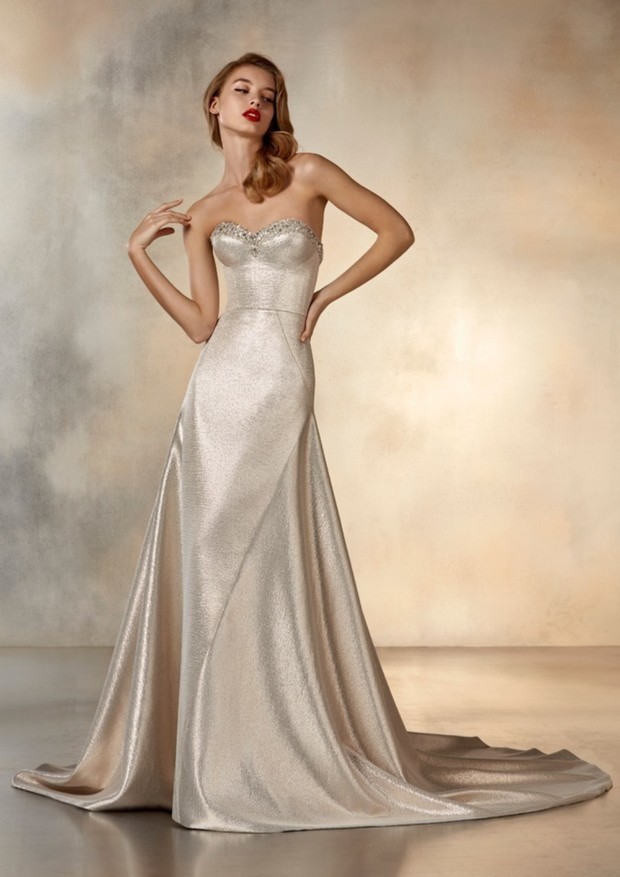 Metallic A-line gown,  Pronovias