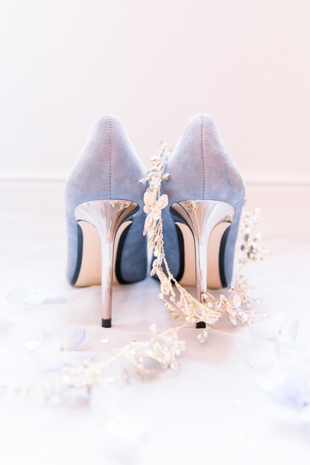 french blue and gold wedding shoes