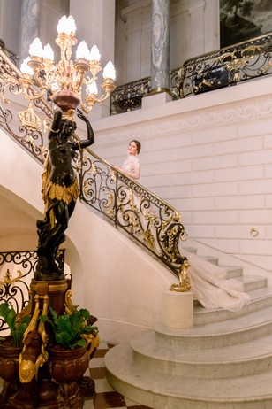 wedding photos on elegant staircases