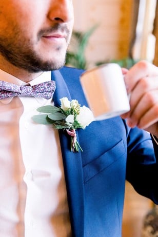 groom bow tie and boutonniere