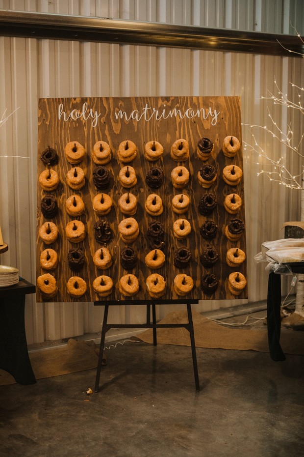 cute holy matrimony donut display