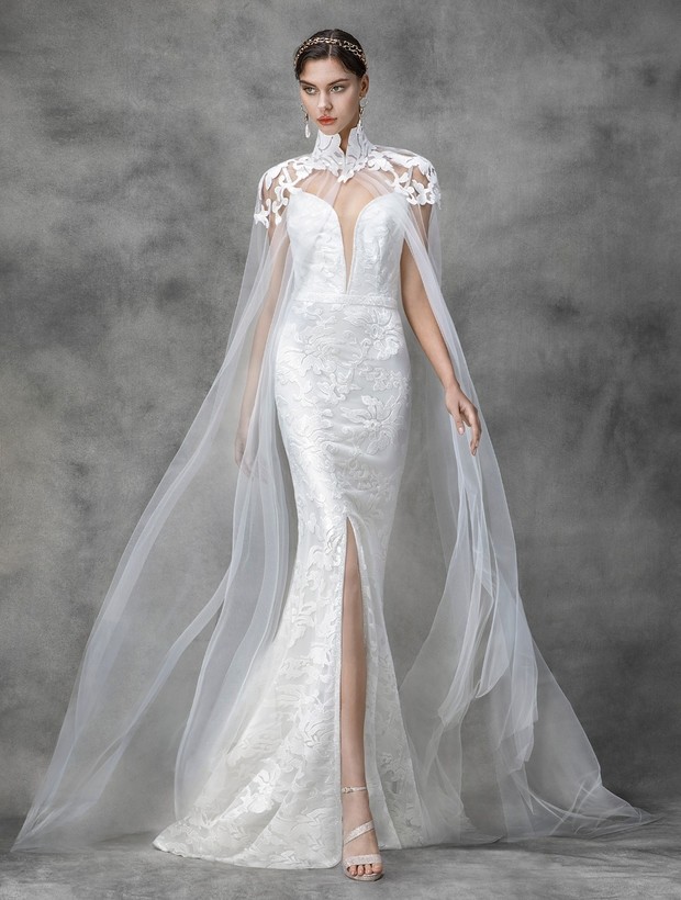 High neck lace + tulle cape, Victoria KyriaKides
