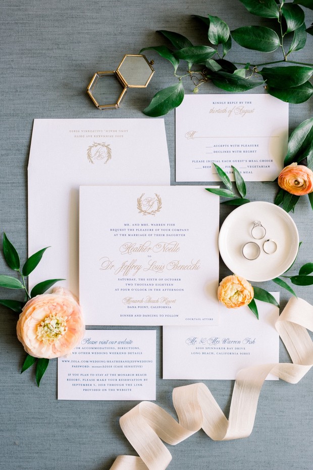 elegant wedding invitations in blue and gold