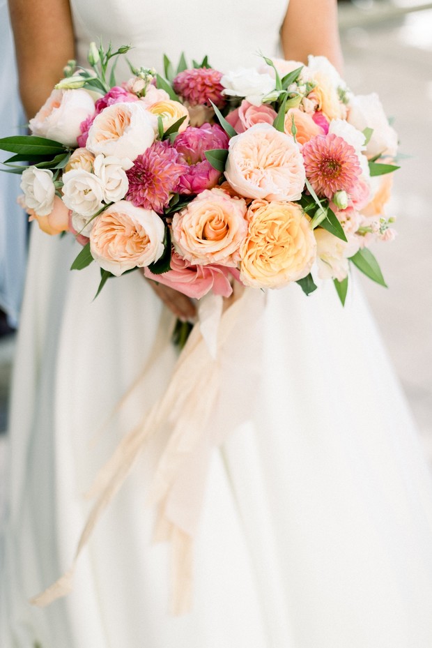 blush and coral wedding bouquet
