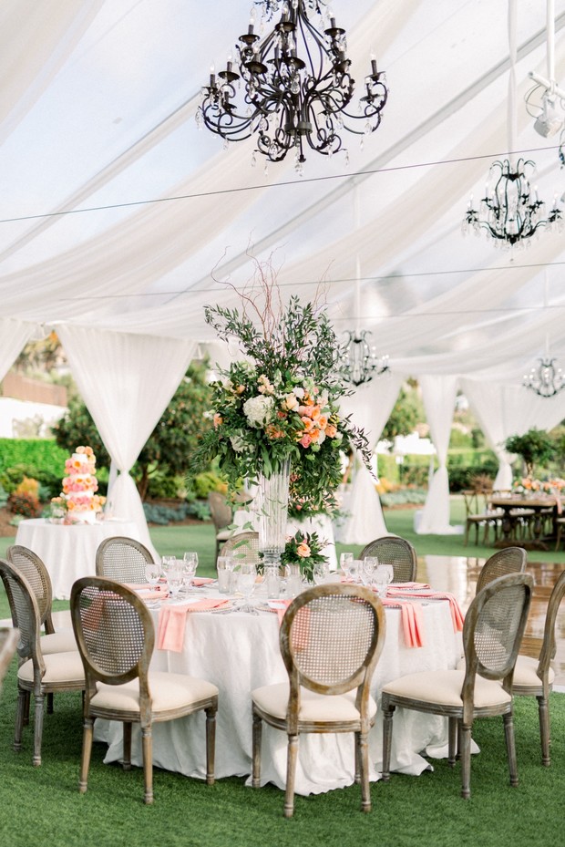 elegant tented garden wedding reception