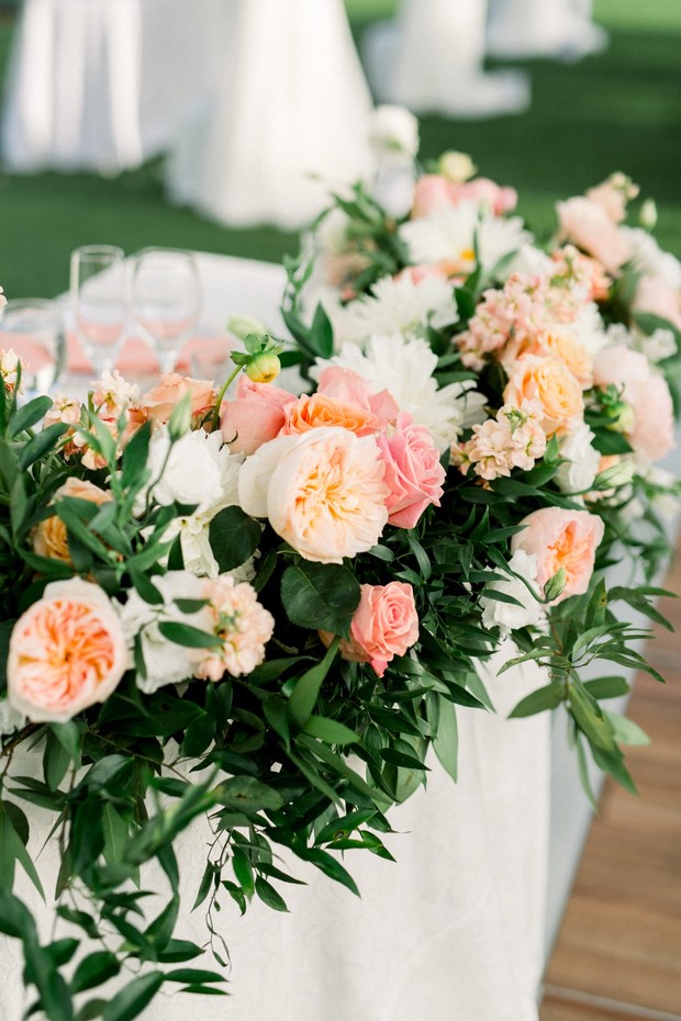 blush and peach wedding flowers