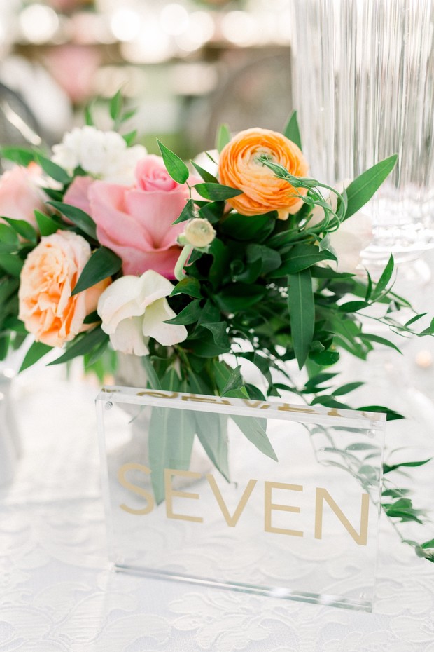 modern wedding table number