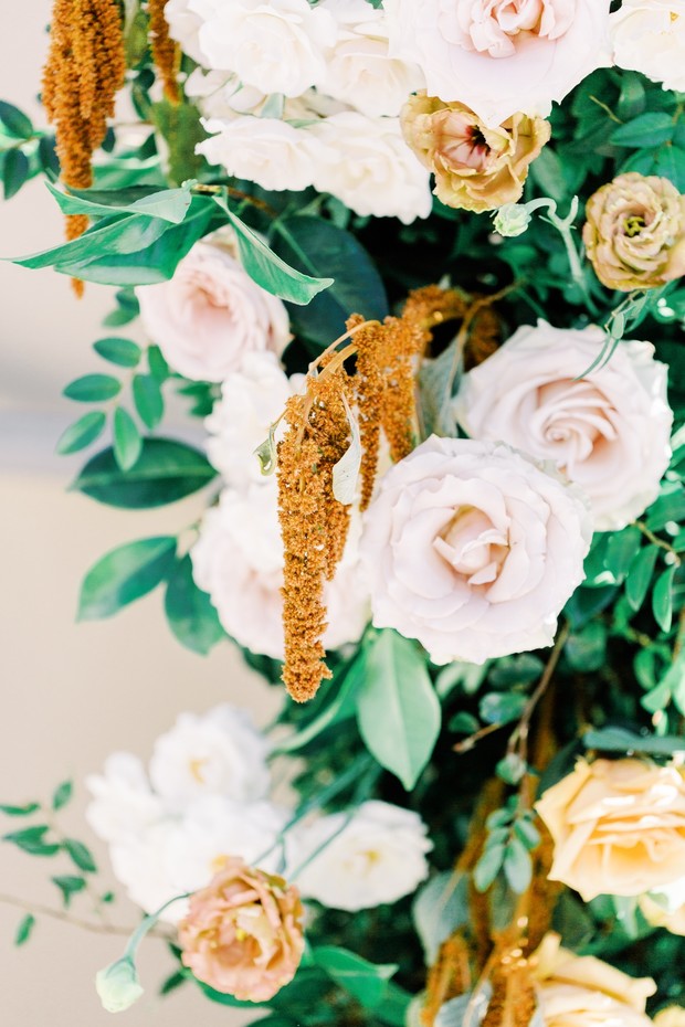 gold and pink wedding flowers
