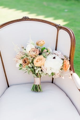 wedding bouquet in white and peach
