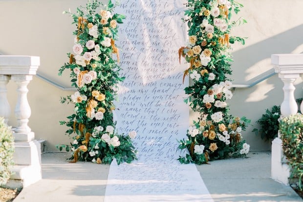 wedding backdrop and aisle runner quote