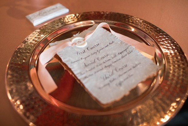 copper wedding place setting
