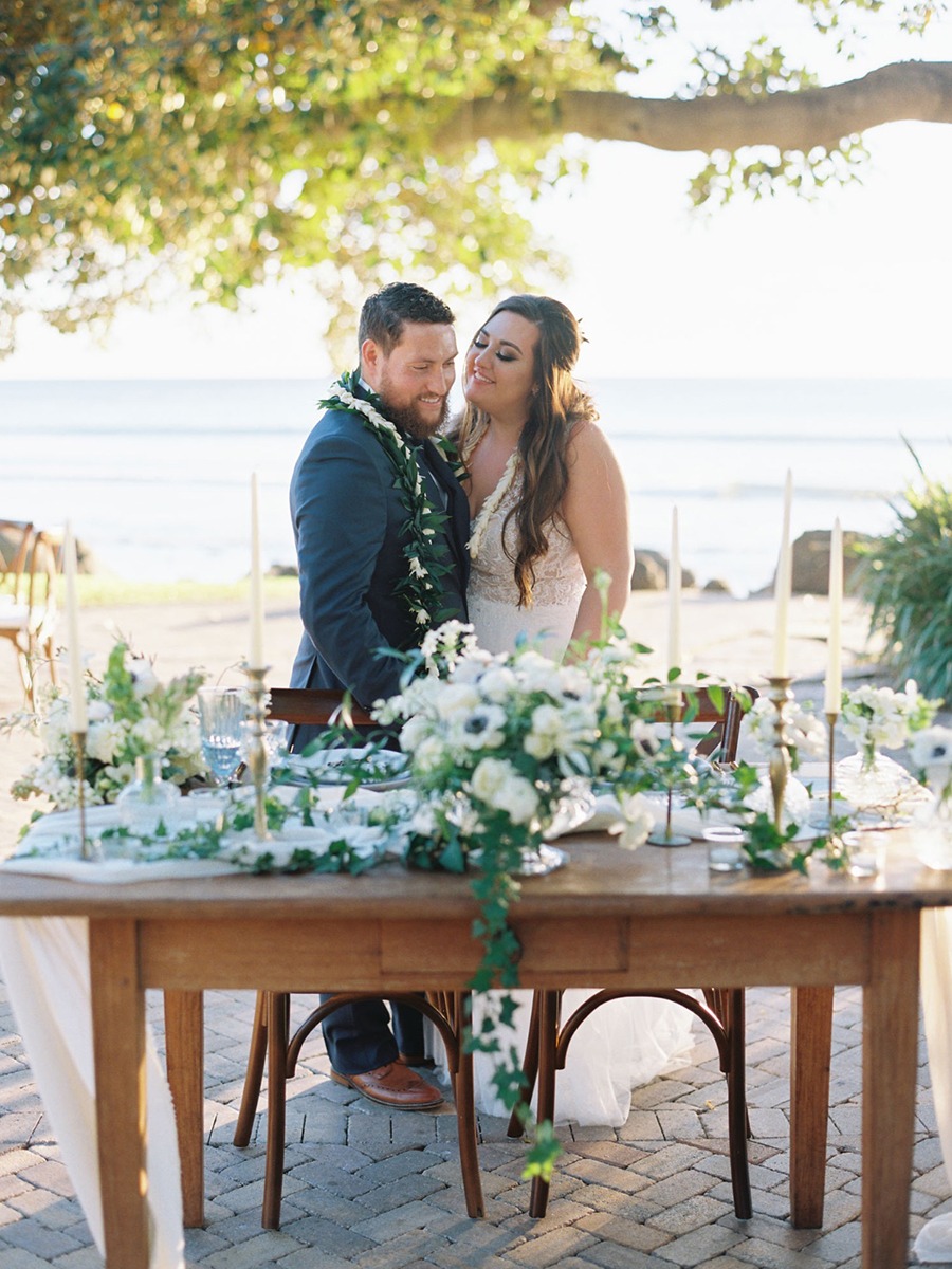 Blue And White Chic Maui Wedding