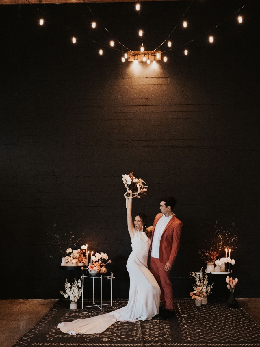 Modern Coral & Black Industrial Wedding Inspiration