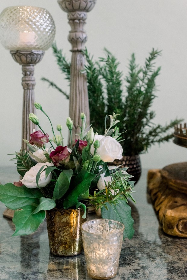 gold burgundy and white wedding floral decor