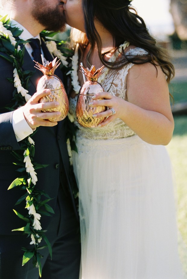 copper pineapple wedding glasses