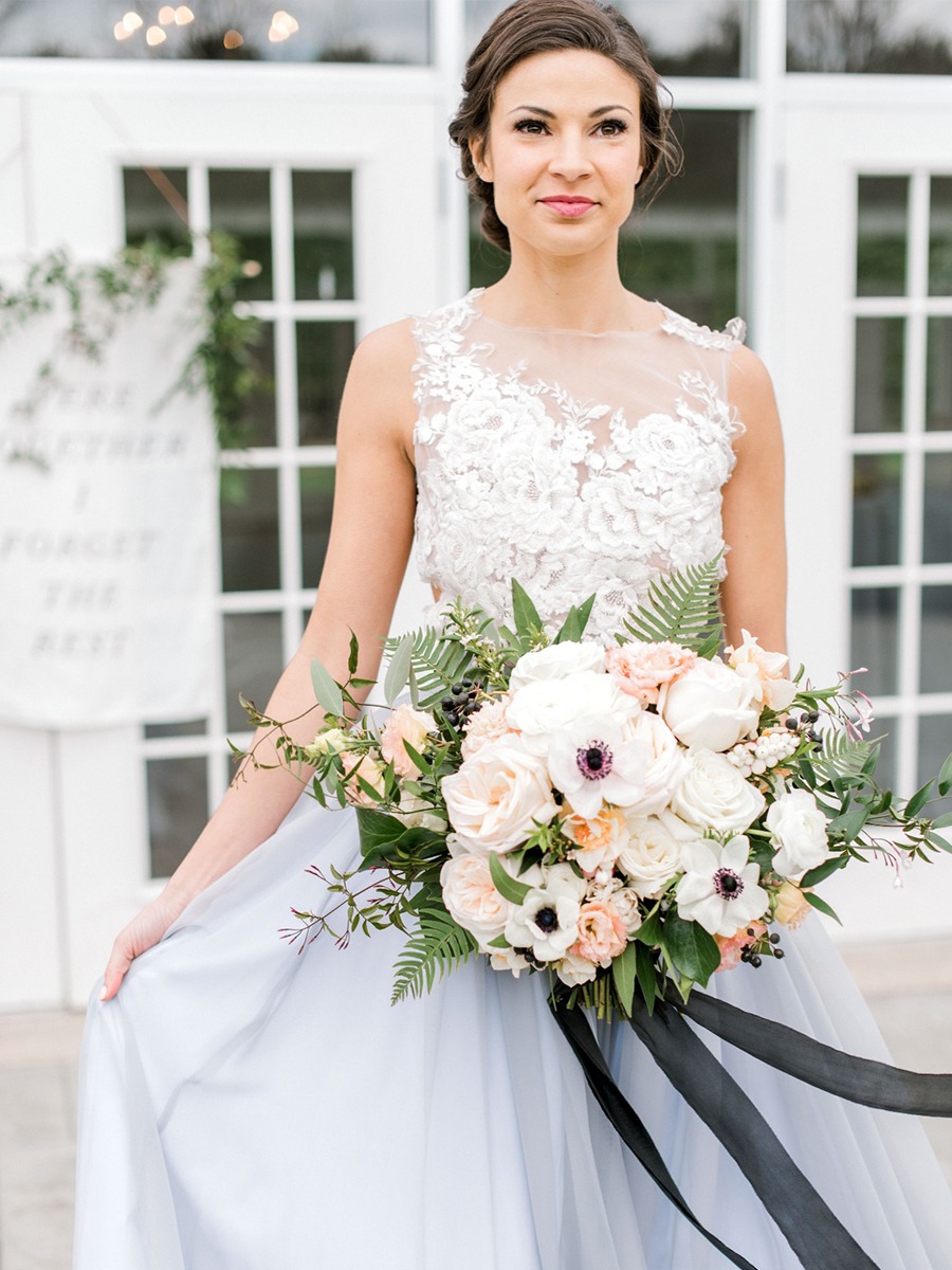 Soft Blue and Gold Anemone Flower Wedding Ideas