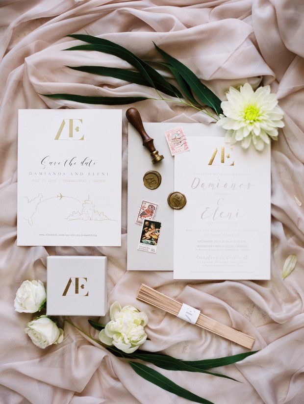 gold and white wedding invitations