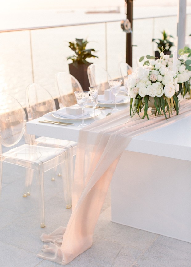 romantic white wedding reception decor