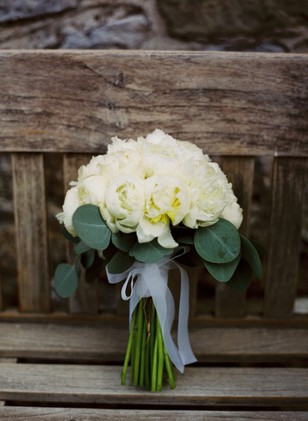 all white rose wedding bouquet