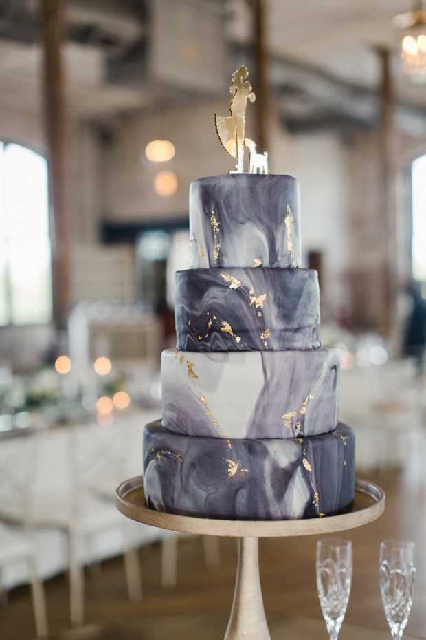 marble wedding cake with gold