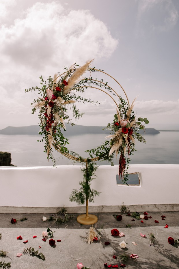 boho giant wreath wedding backdrop