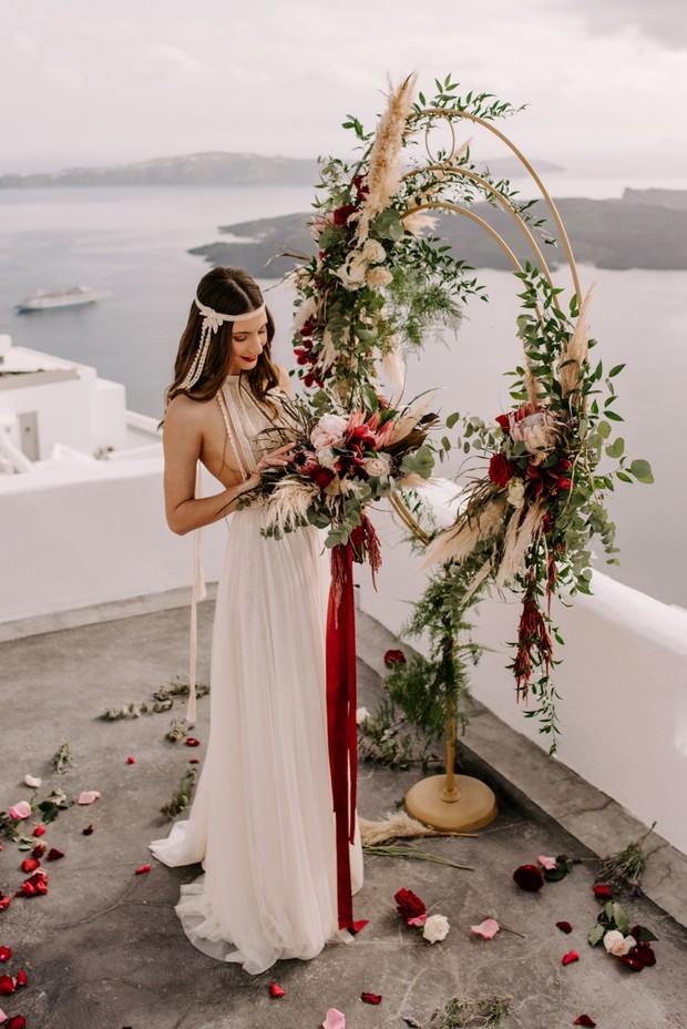 floral giant wreath wedding backdrop