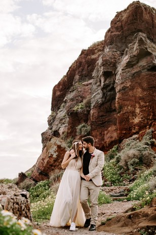 bride and groom photos in dramatic setting