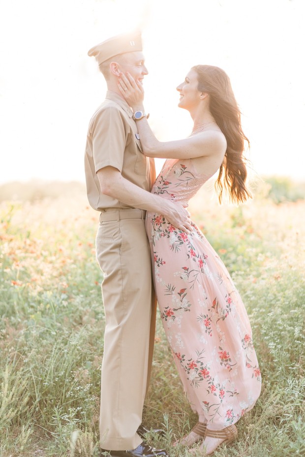 engagement shoot in the wildflowers