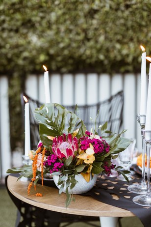 bright and bold wedding table decor