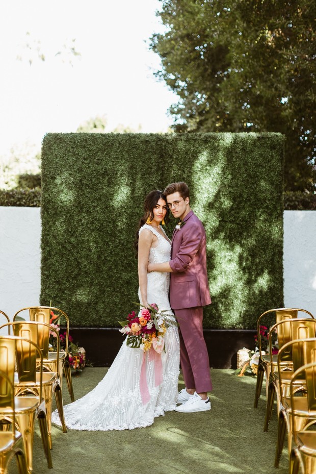 bold and modern wedding ceremony in Palm Springs