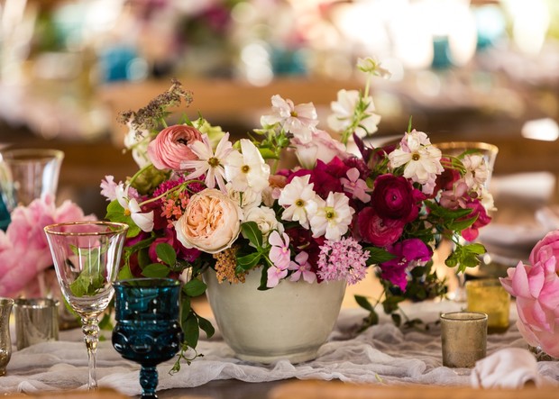 magenta wedding floral centerpiece