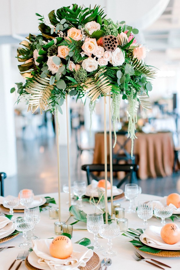 tropical and modern wedding table decor