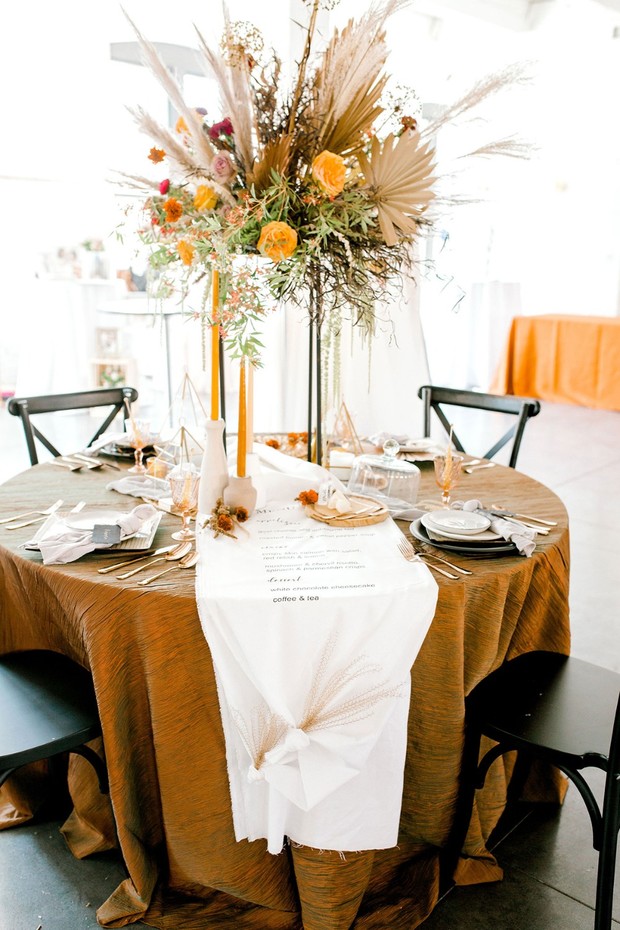 orange and vintage inspired table decor