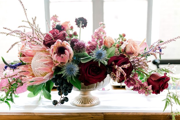 cascading wedding floral centerpiece