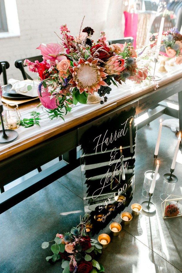 romantic floral head table decor