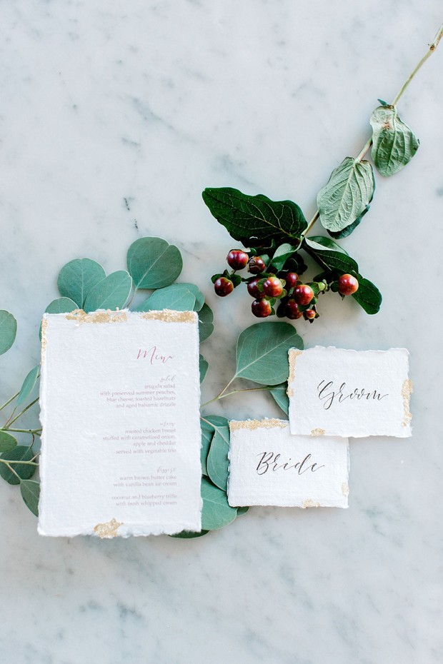 wedding menu and place cards