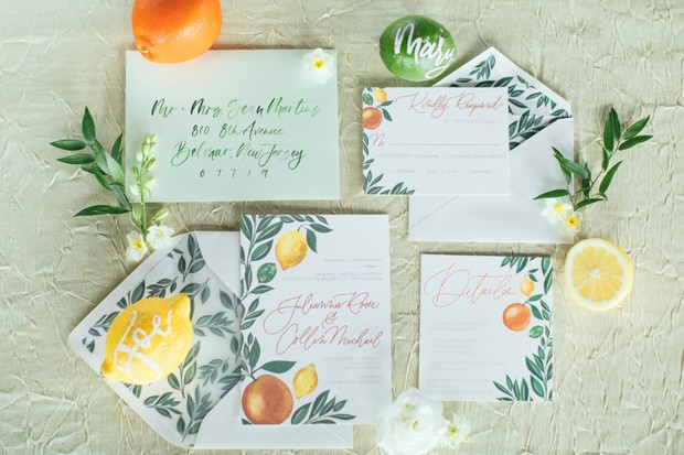 citrus themed wedding invitations