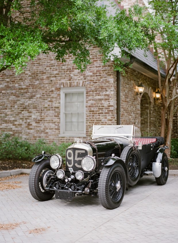 cool vintage getaway car for a wedding