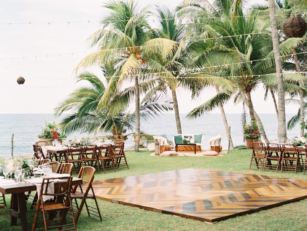 Tropical wedding reception in Mexico