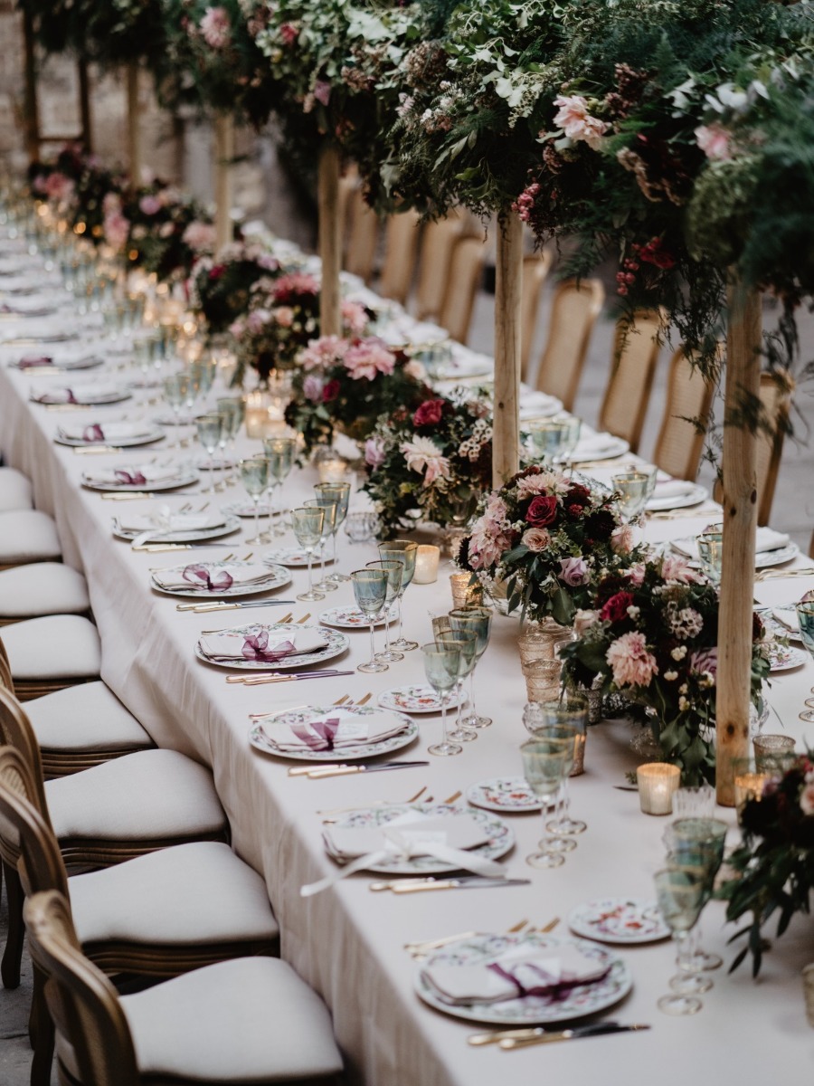 Blush and Burgundy Garden Wedding in Italy