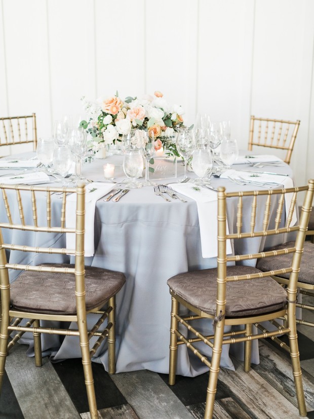 elegant grey white and blush wedding table decor
