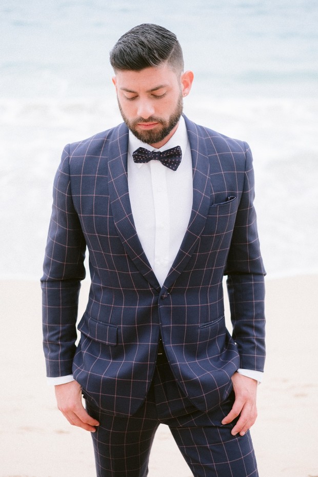 checkered suit for the groom