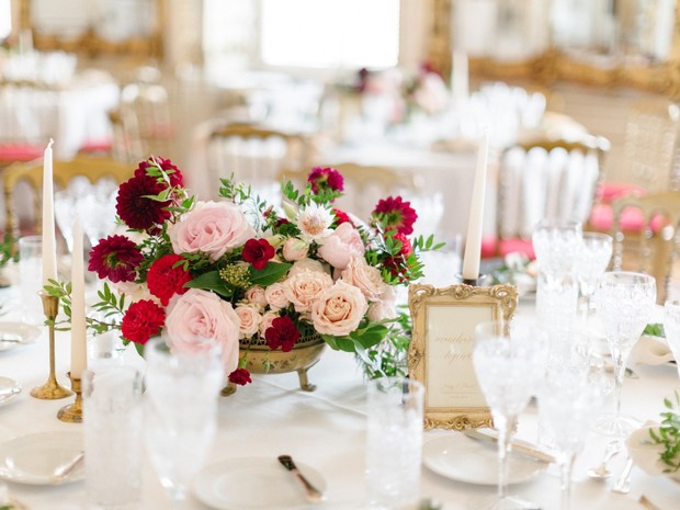 blush and red wedding table