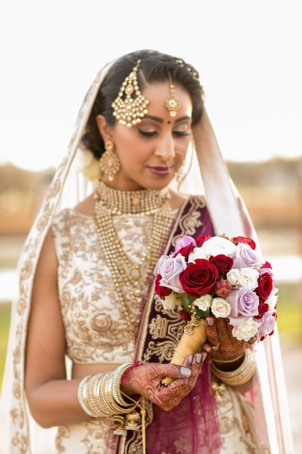 gold and burgundy wedding look