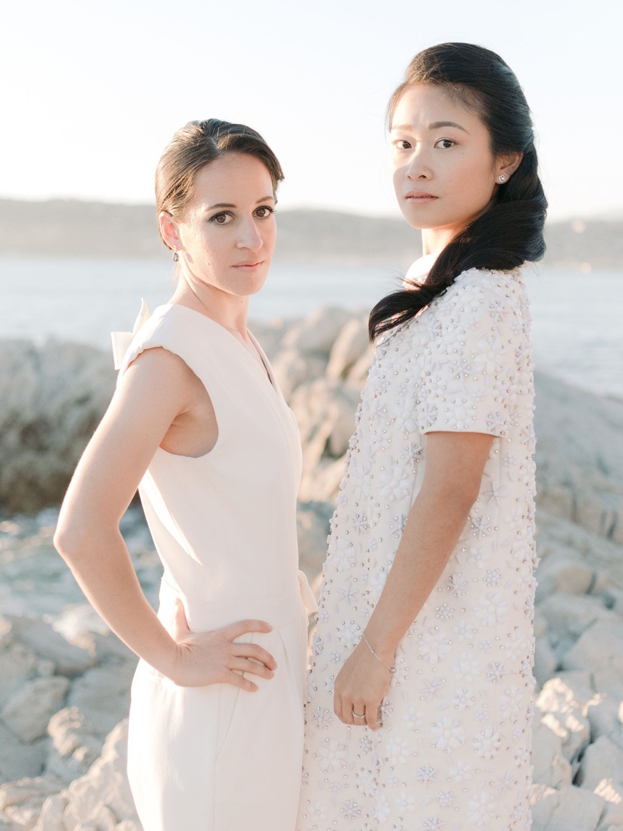 A White And Blue Beachfront Wedding At Sunset