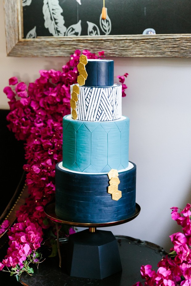 modern geometric themed wedding cake