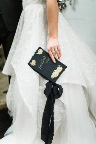 black and gold wedding vow book
