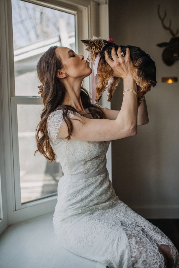 bride and her pup