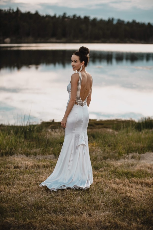 bride in chic reception dress