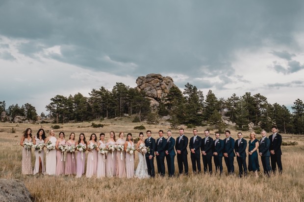 wedding party in the Rocky Mountains